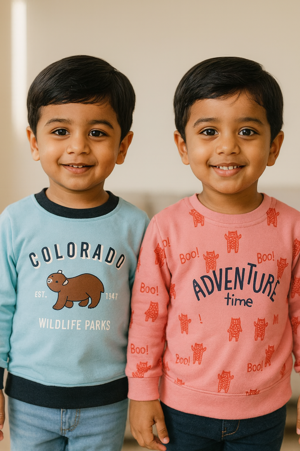 Boys and Girls Pack of 2 Typography Printed Sweatshirt btc049pchsb