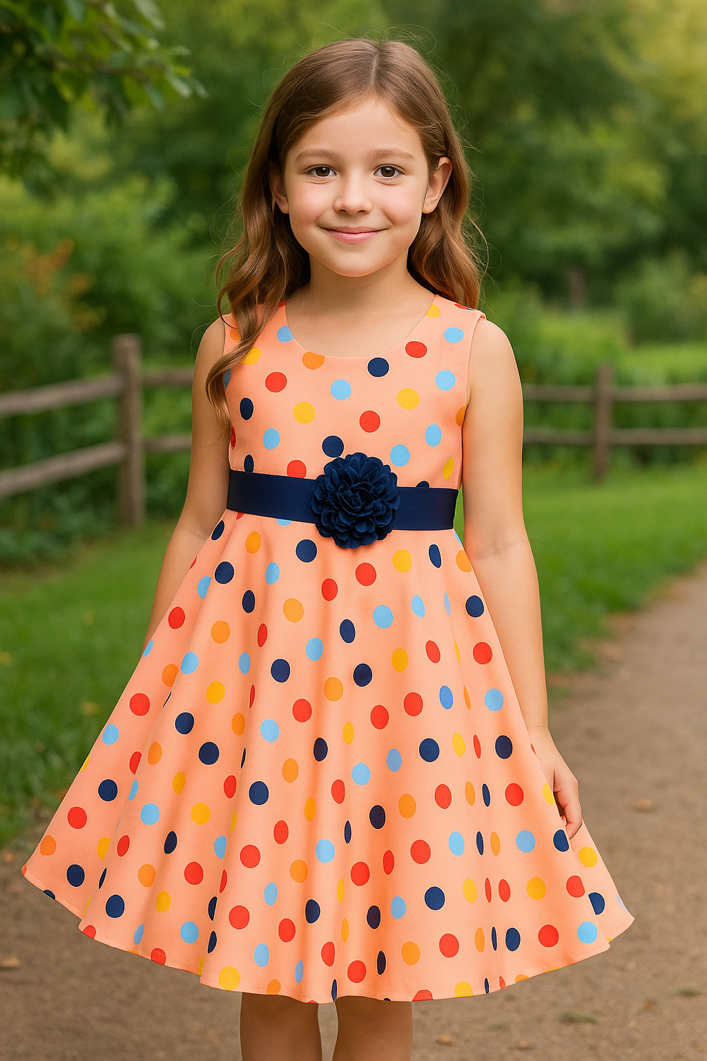 Wish Karo kids Partywear Dress Frock (stn759pch) - Wish Karo
