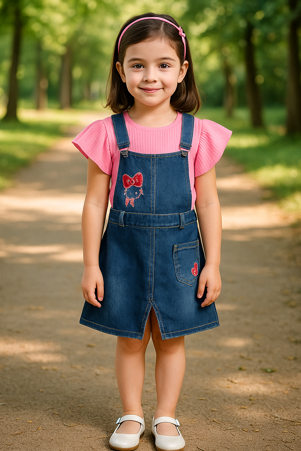 Girls Printed Top and Shorts Dungaree Set csl1003