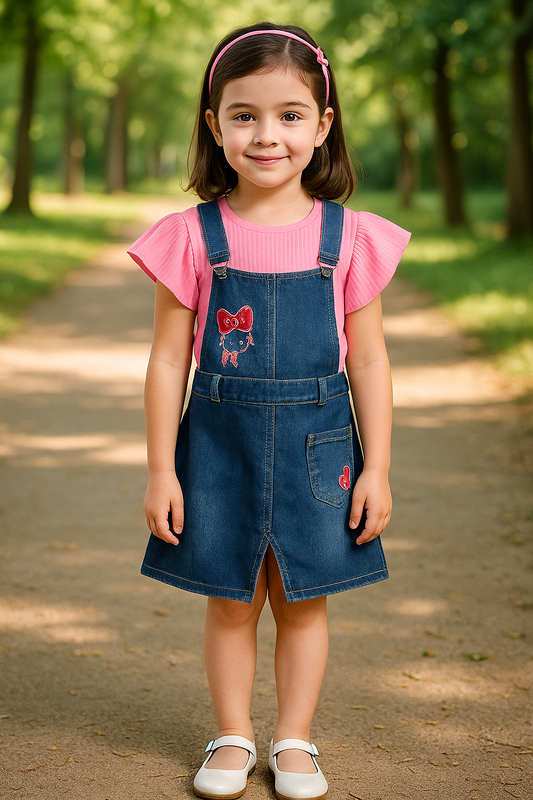 Girls Printed Top and Shorts Dungaree Set csl1003