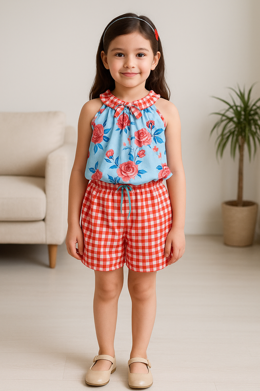 Girls Stylish Halter Top & Shorts - Wish Karo - photo 1