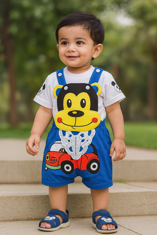 Wish Karo Kids Dungaree Dress For Baby Girls-(bt46blu) - Wish Karo - photo 1