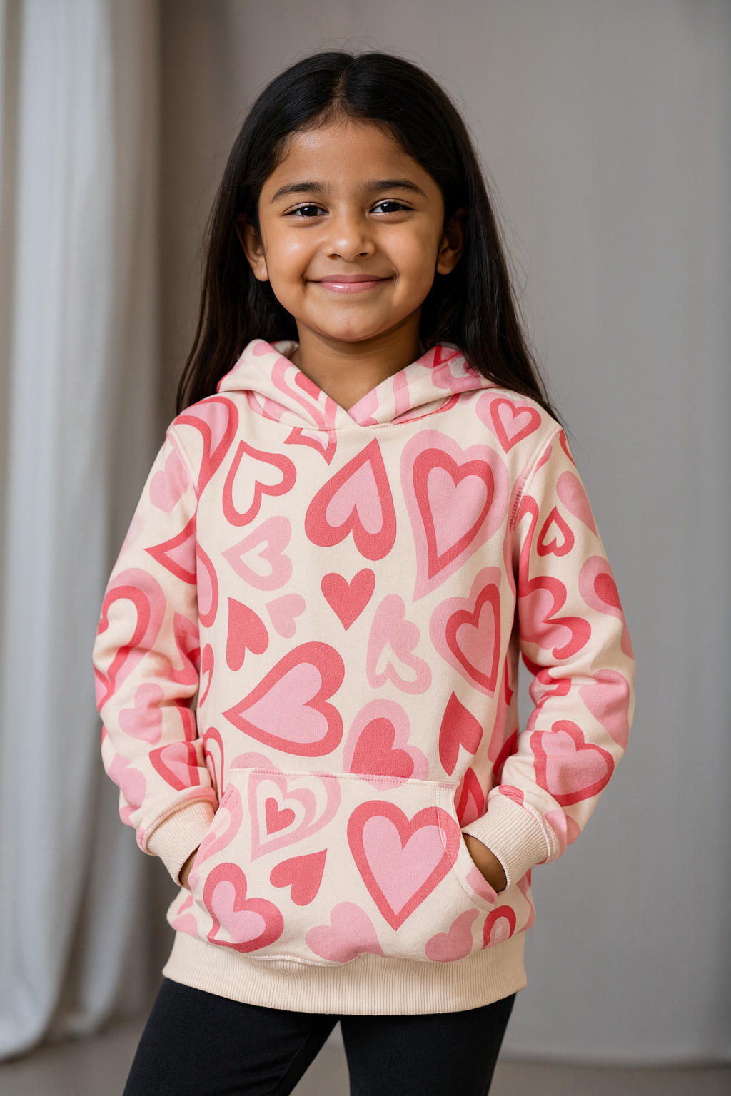 Kids Hoodie Heart Print Sweatshirt – Unisex Hoodies