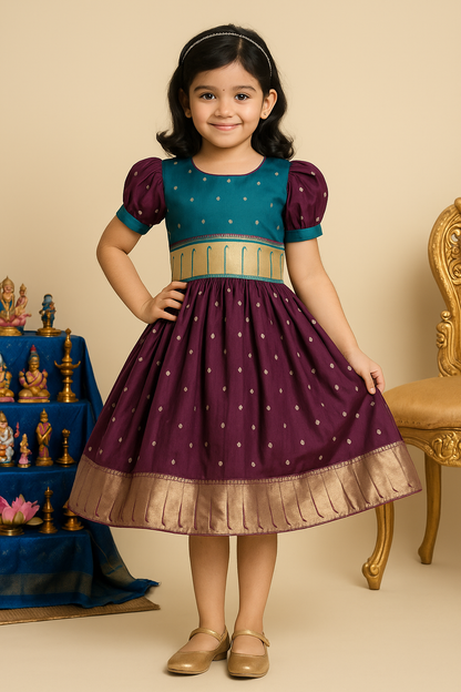 Girls Zari Border Ethnic Dress etho15grn