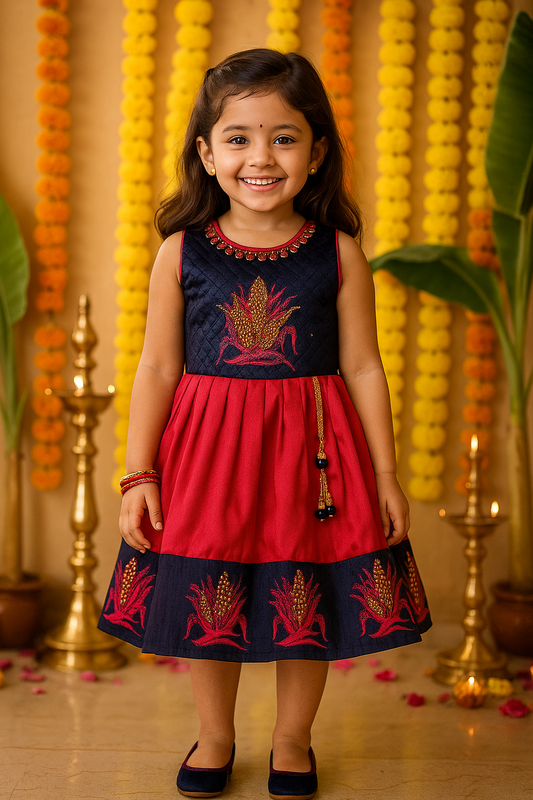 Girls Frock Dress for Kids-fe3117pnk
