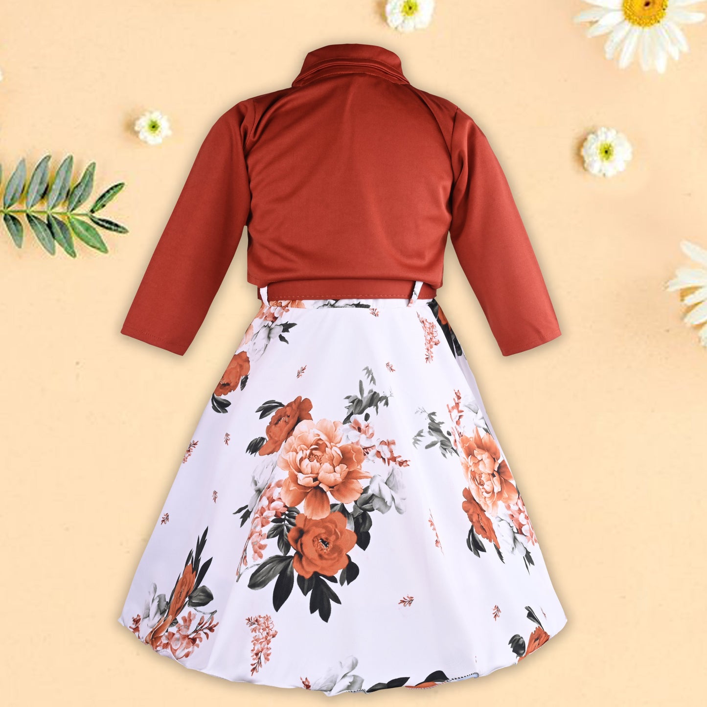 Girls Floral Printed Dress with jacket