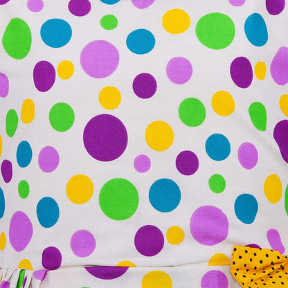 Girls  Polka Dot Cotton Party Dress with Orange Bow – Cute Sleeveless Kids Dress.