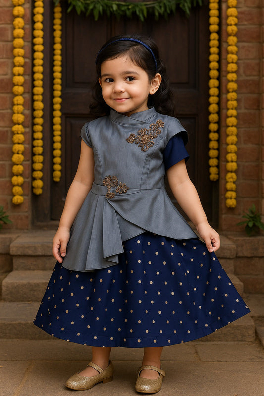 Girls Embroidered Maxi A-line Dress - Wish Karo