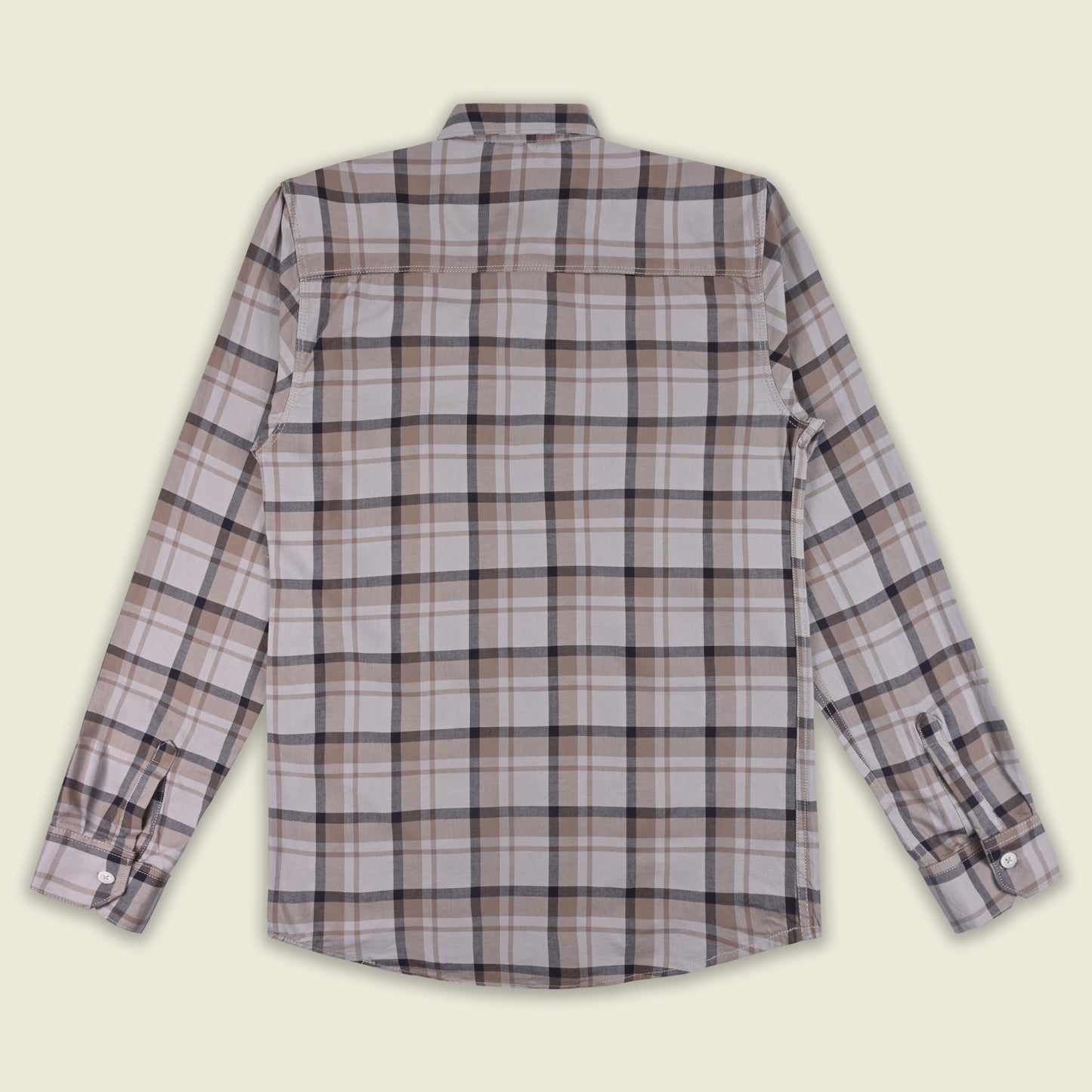 Men’s Cotton Blend Checkered Shirt with Long Sleeves