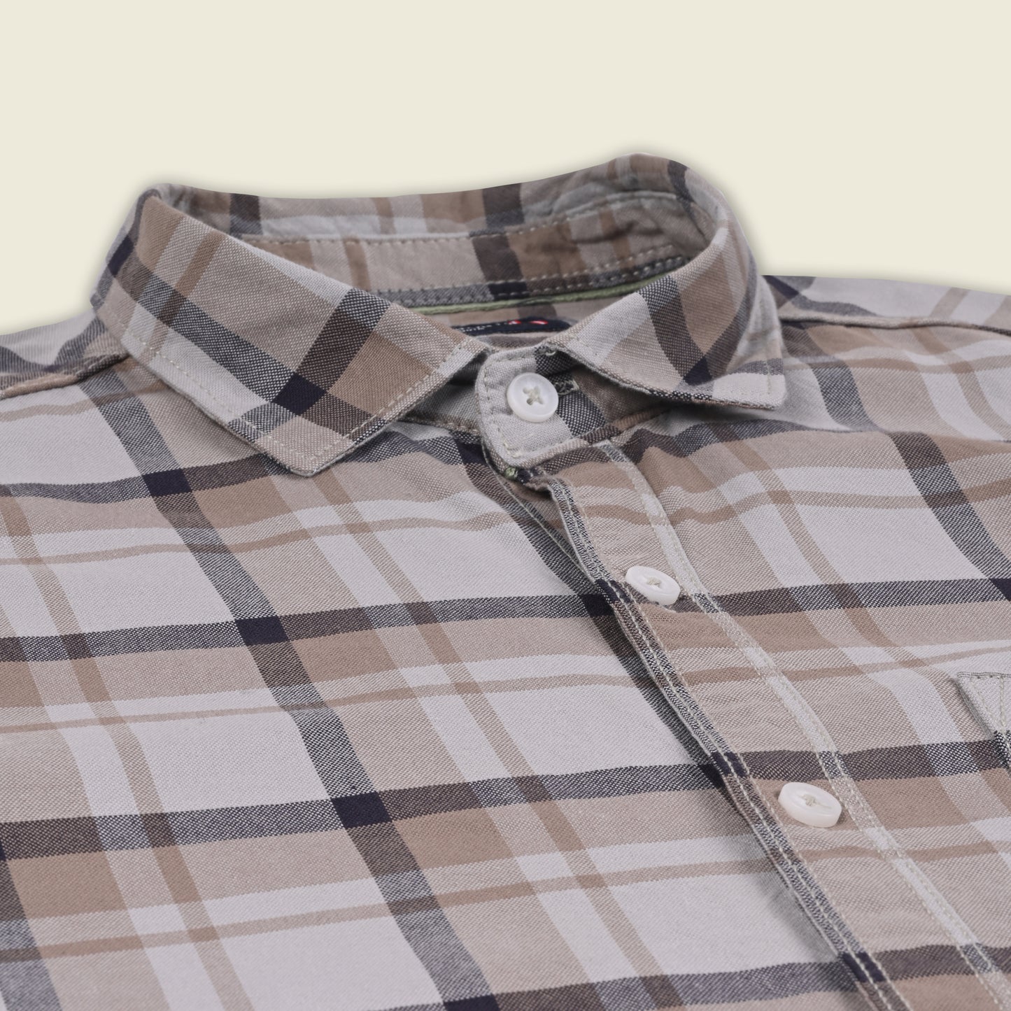 Men’s Cotton Blend Checkered Shirt with Long Sleeves