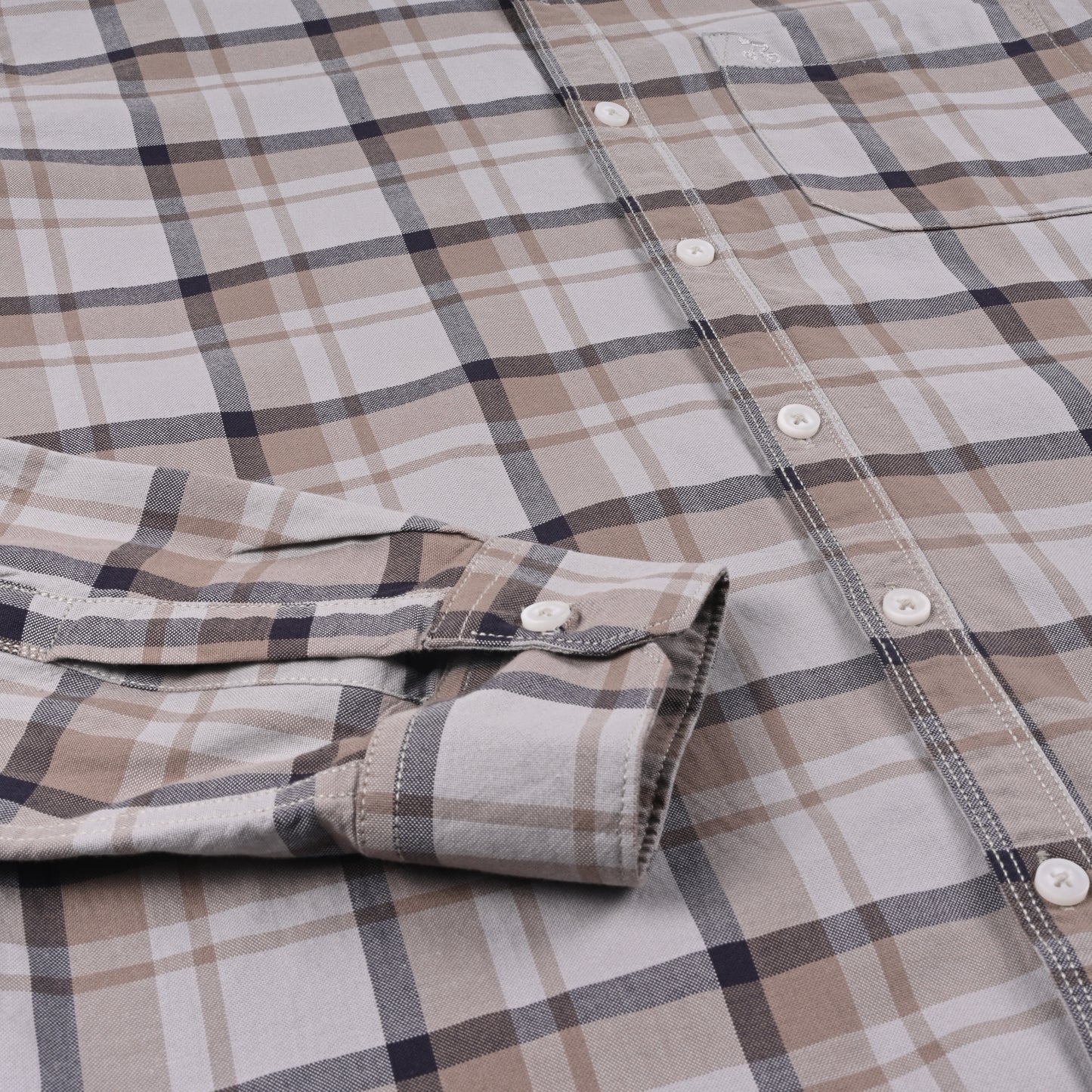 Men’s Cotton Blend Checkered Shirt with Long Sleeves