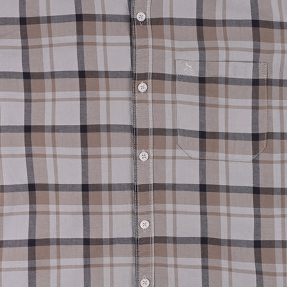 Men’s Cotton Blend Checkered Shirt with Long Sleeves