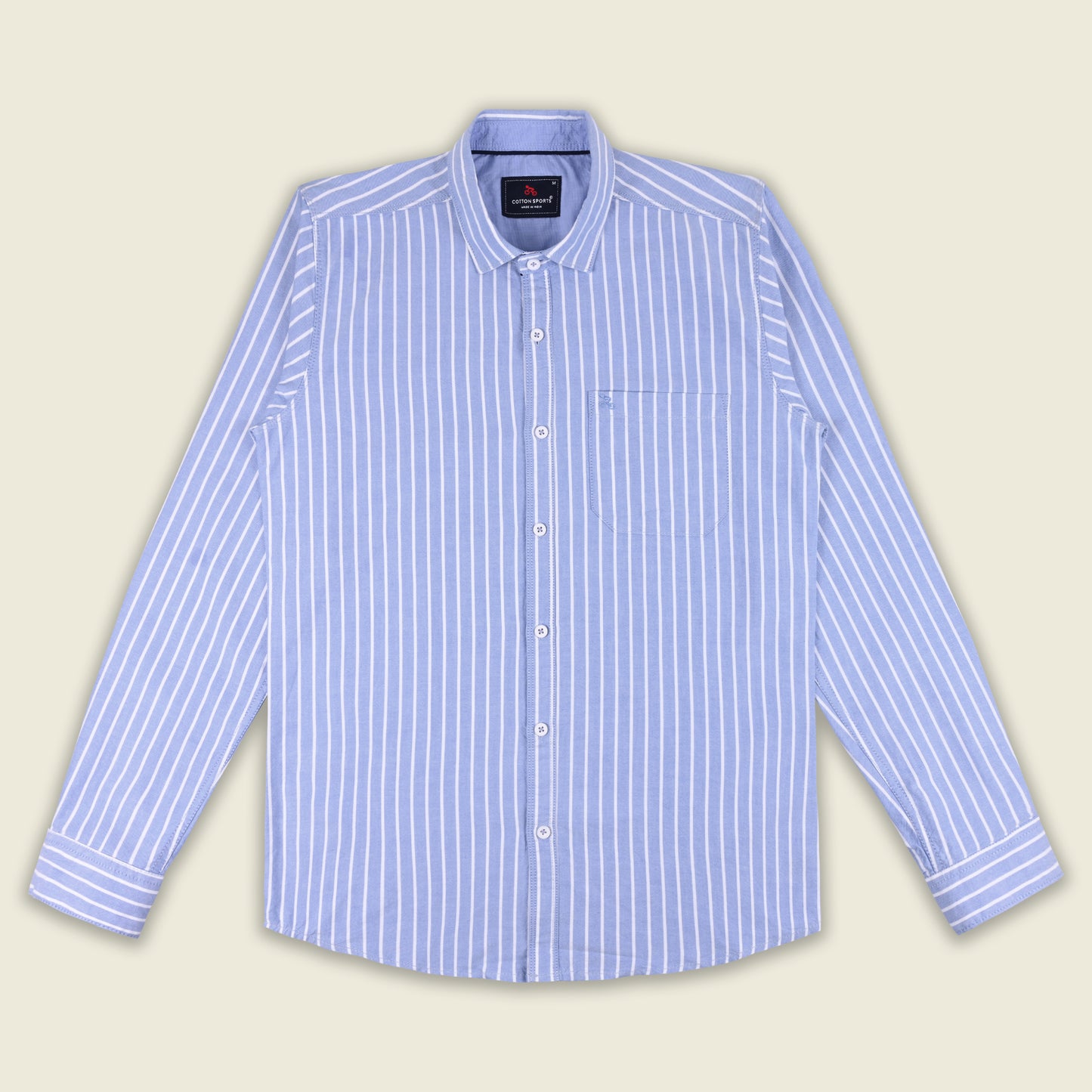 Men’s Cotton Blend Striped Shirt with Full Sleeves