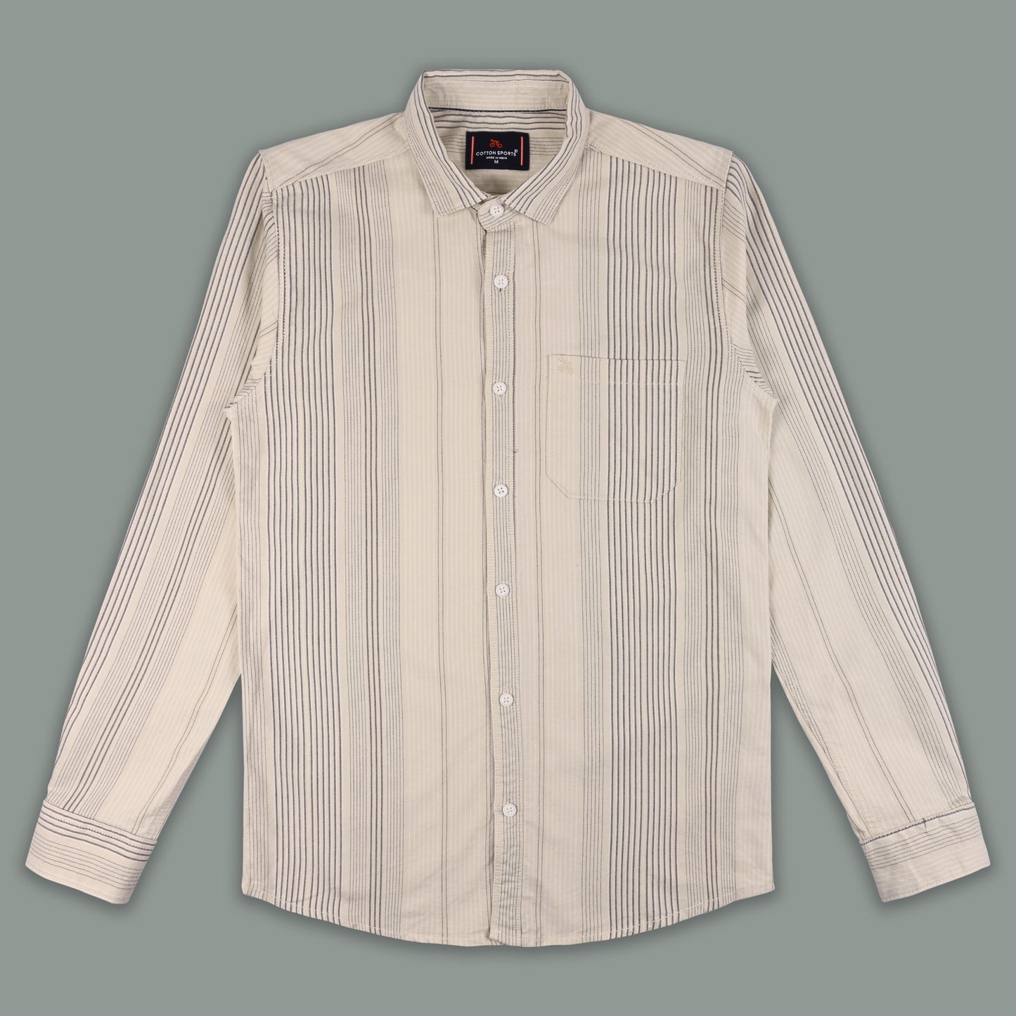 Men’s Cotton Blend Striped Shirt with Full Sleeve