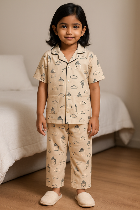 Unisex Printed Top and Bottom Pyjamas Night Dress