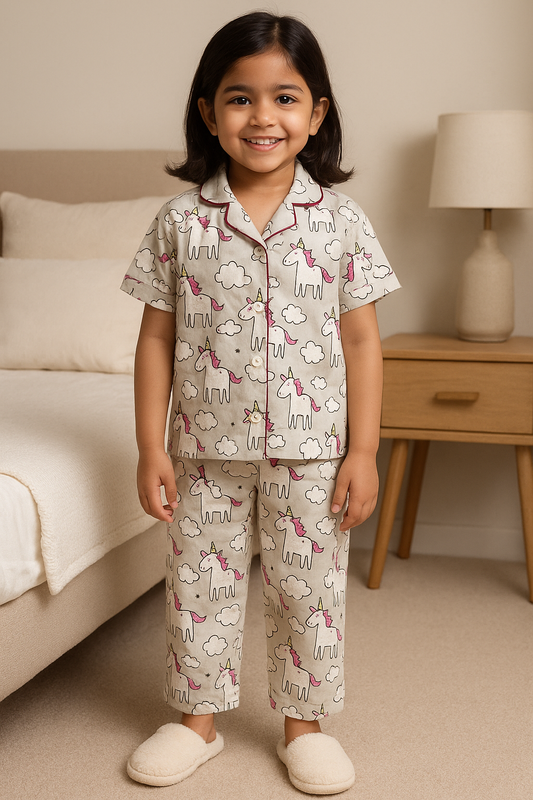 Unisex Printed Top and Bottom Pyjamas Night Dress Nd20gry