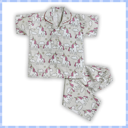 Unisex Printed Top and Bottom Pyjamas Night Dress Nd20gry