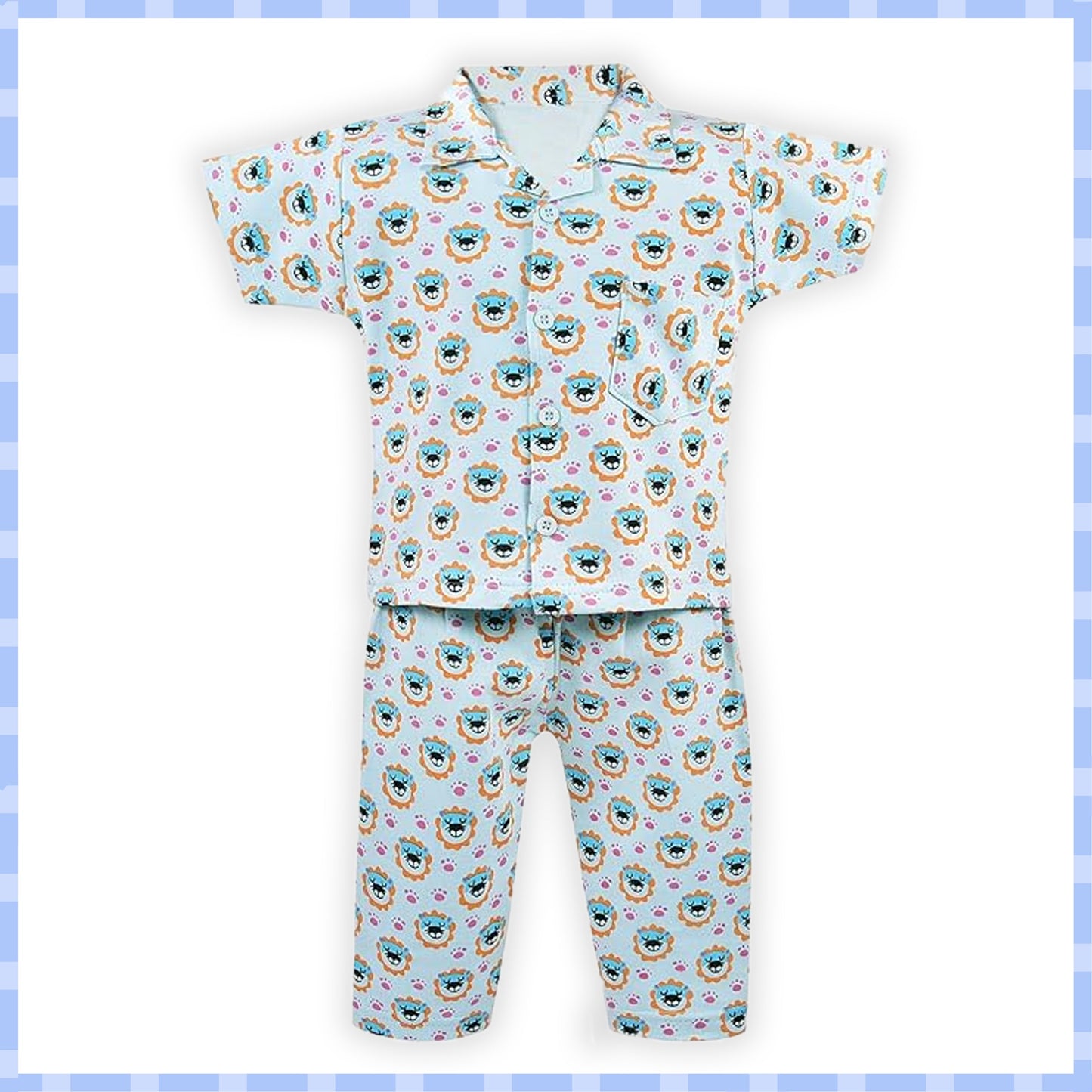 Unisex Printed Top and Bottom Pyjamas Night Dress