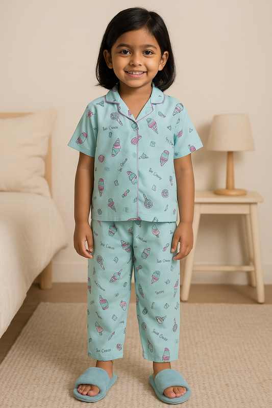 Unisex Printed Top and Bottom Pyjamas Night Dress nd35sgnw