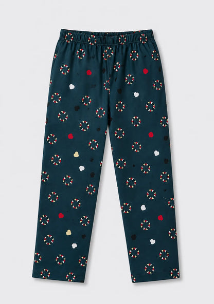 Unisex Cotton Printed Night Suit Set – Navy Blue Confetti Print