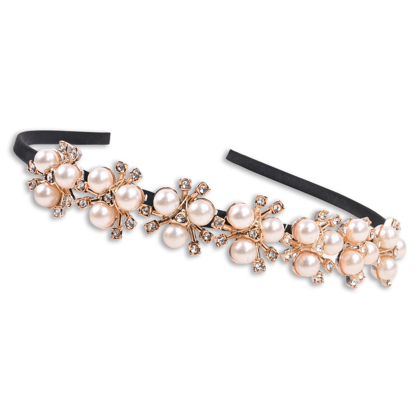 White Stone Imitation Pearl Hairband