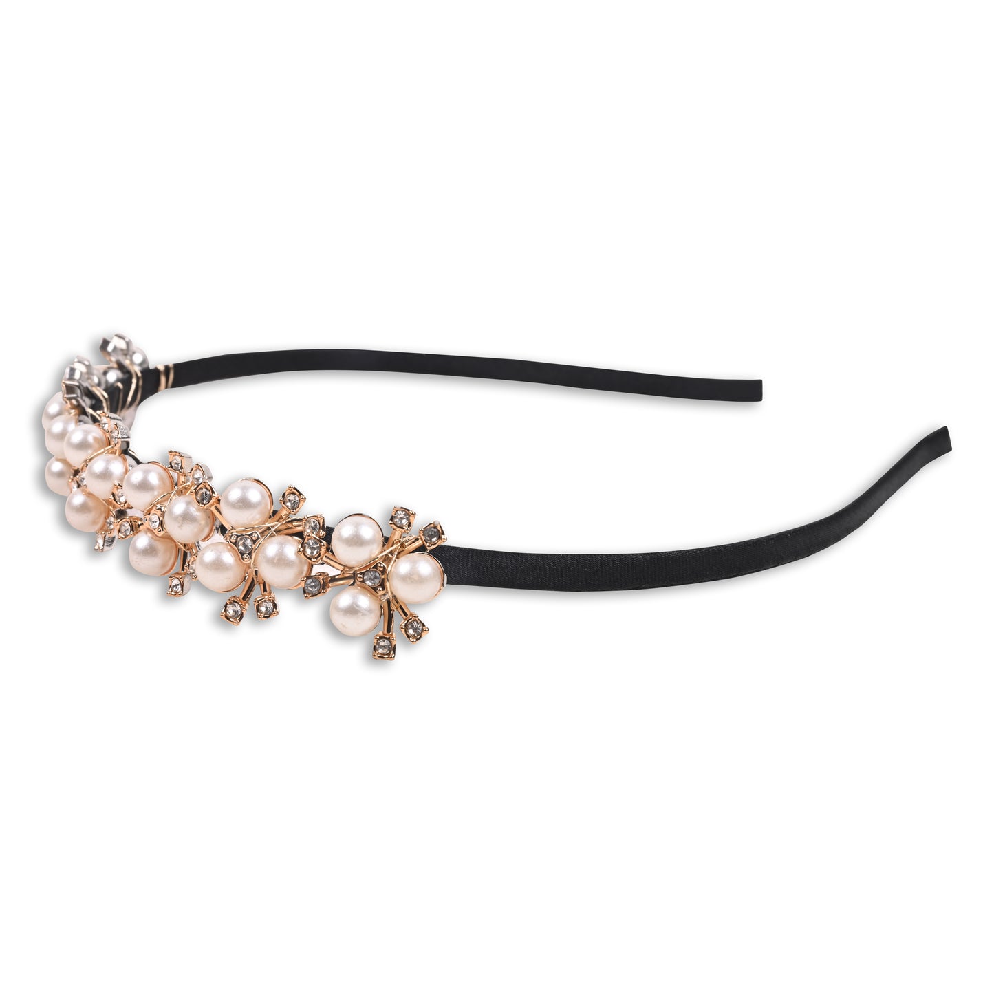 White Stone Imitation Pearl Hairband