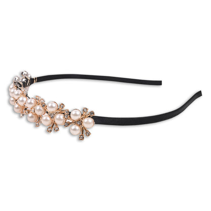 White Stone Imitation Pearl Hairband