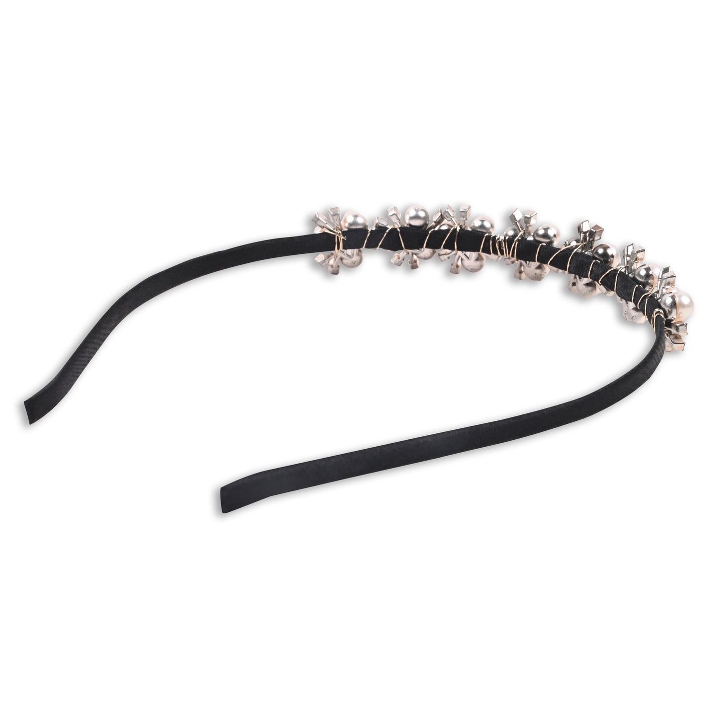 White Stone Imitation Pearl Hairband