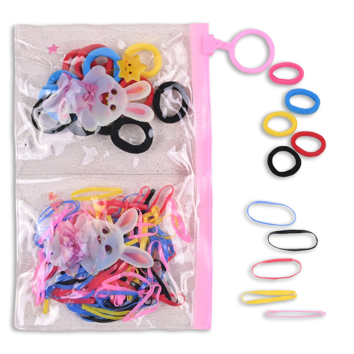 Kids Hair Rubber Band Set with Cute Mermaid Pouch | Soft & Stretchable Hair Ties