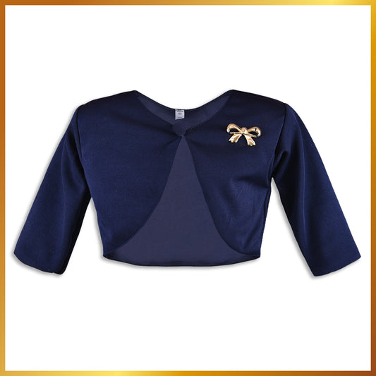 Baby Girls Velvet Party Wear Shrug | Stylish Bolero Jacket with Bow Brooch