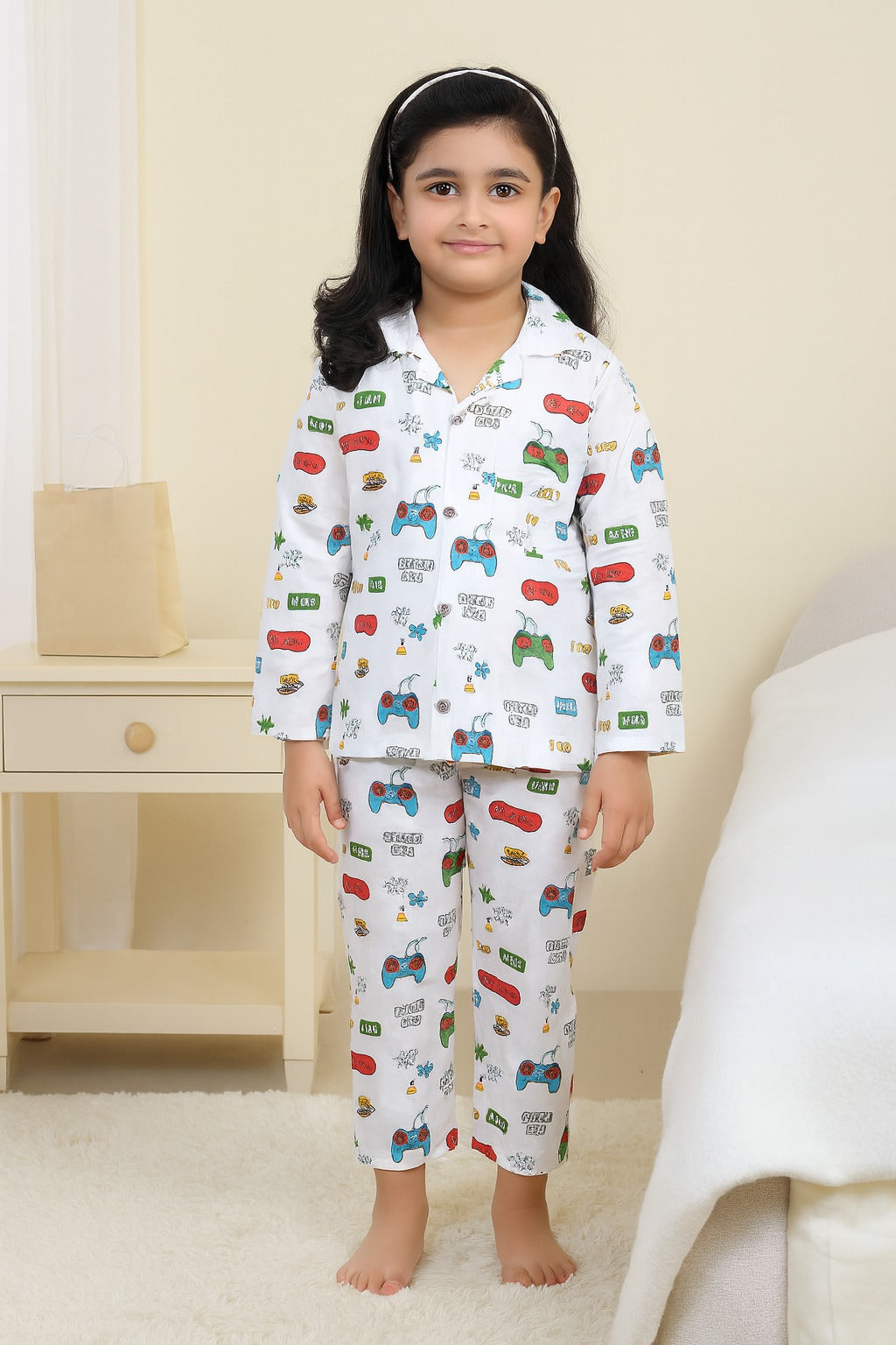 Boys Cartoon Printed Night suit Set ndp80wht
