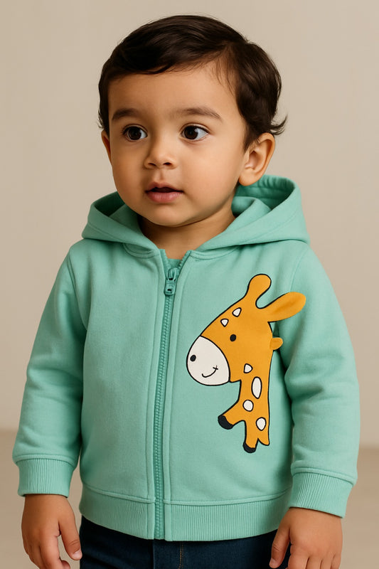 Unisex Cotton Blend Full Sleeve Hooded Sweatshirt with Giraffe Design T303sb