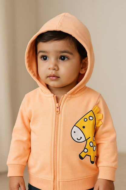 Unisex Cotton Blend Full Sleeve Hooded Sweatshirt with Giraffe Design T303sb