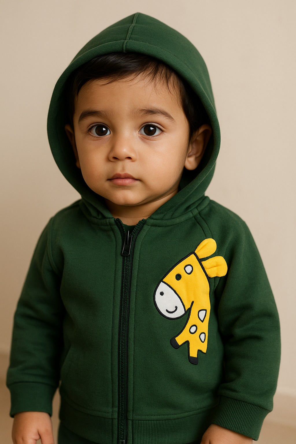 Unisex Cotton Blend Full Sleeve Hooded Sweatshirt with Giraffe Design T303sb