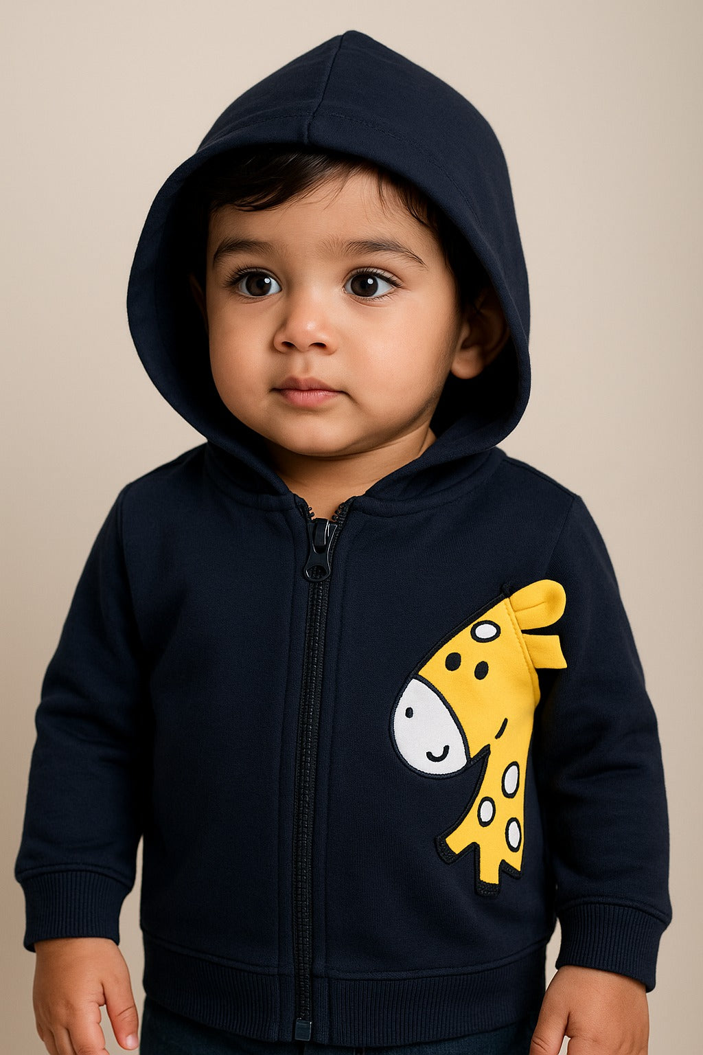 Unisex Cotton Blend Full Sleeve Hooded Sweatshirt with Giraffe Design T303sb