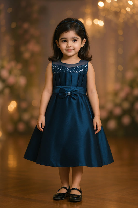 Girls Solid Fit and Flare Long Frock Dress - Wish Karo - photo 1