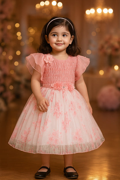 Girls Floral Print Fit and Flare Frock Dress fep3431