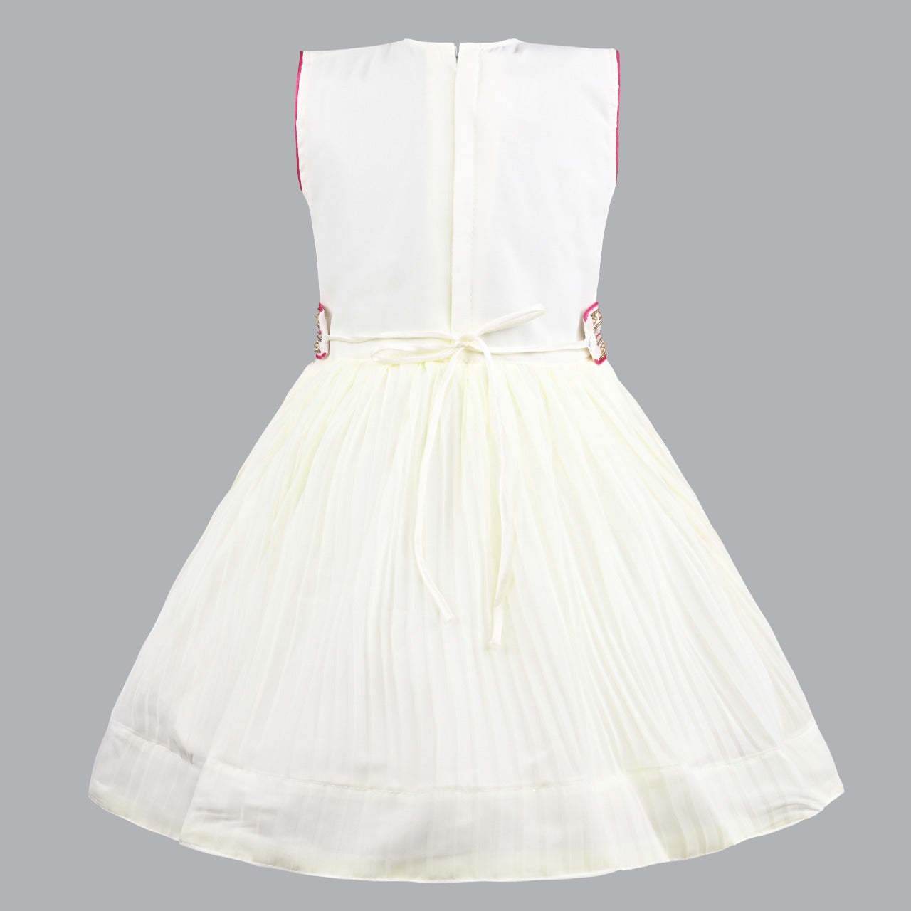 Girls Satin Embroidered Party Dress with Dupatta Drape & Belt