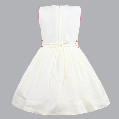 Girls Satin Embroidered Party Dress with Dupatta Drape & Belt