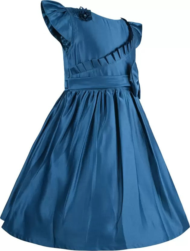 Girls Fit and Flare Ruffle Detail Bow Dress