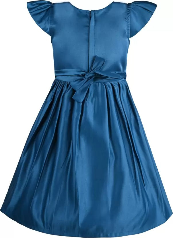 Girls Fit and Flare Ruffle Detail Bow Dress