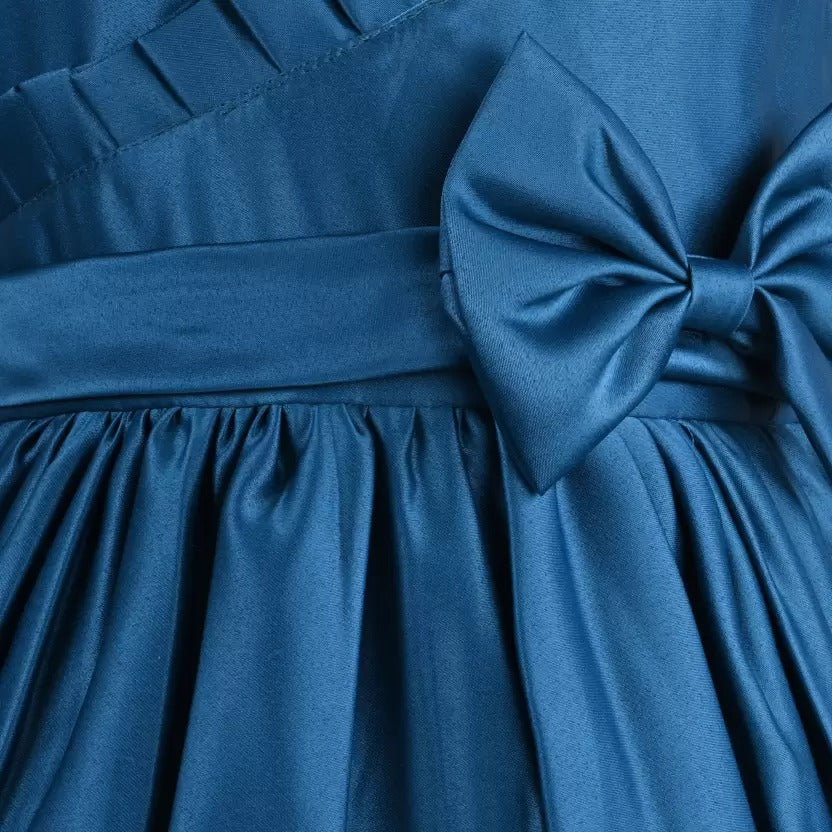 Girls Fit and Flare Ruffle Detail Bow Dress