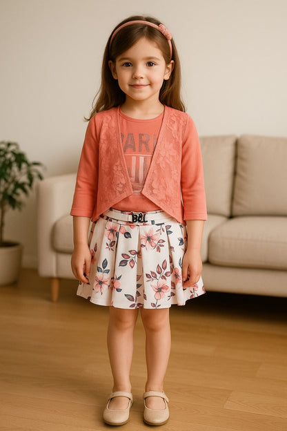 Wish Karo Baby Girls Top and Skirt Clothing Set-(csl272pch) - Wish Karo - photo 1