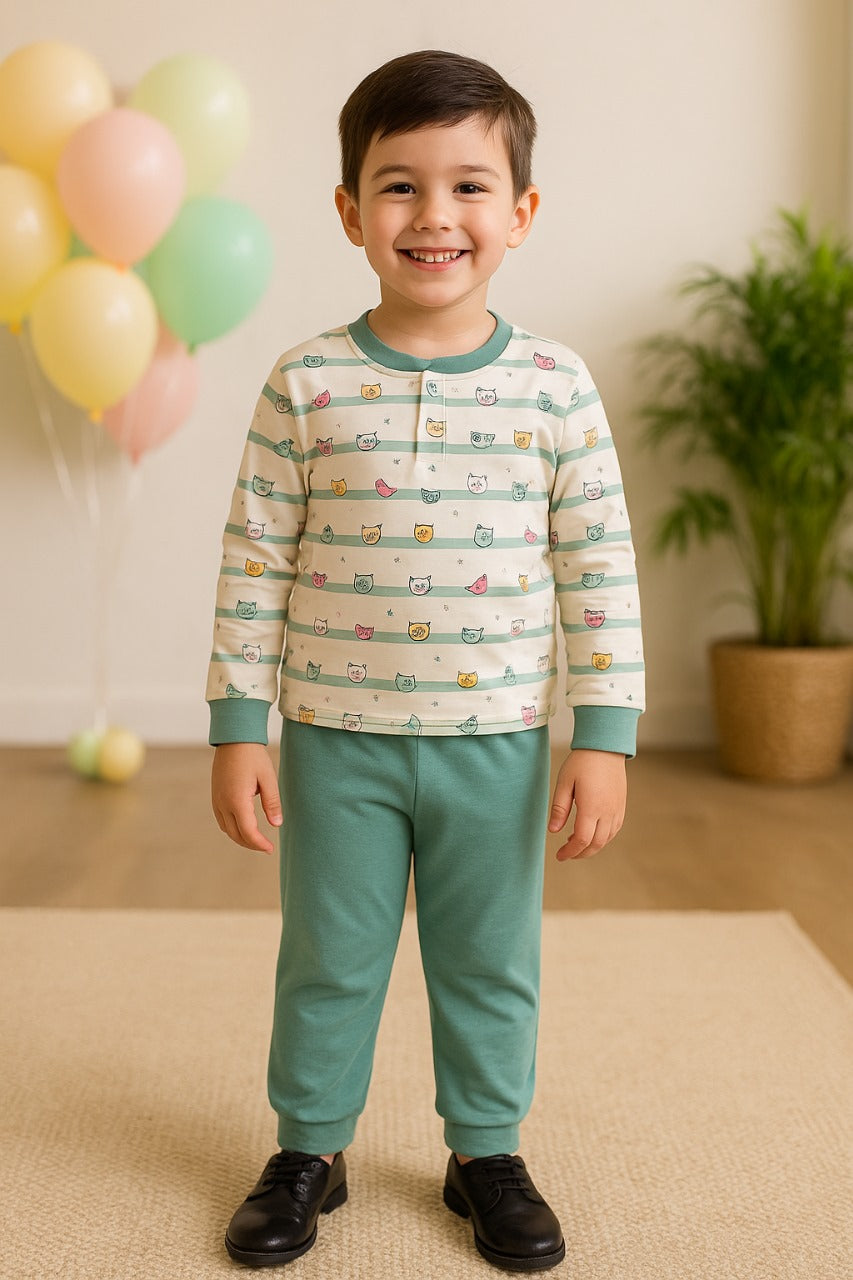 Baby Boys T-Shirt With A Printed Deign And Solid Pant - Wish Karo - photo 1