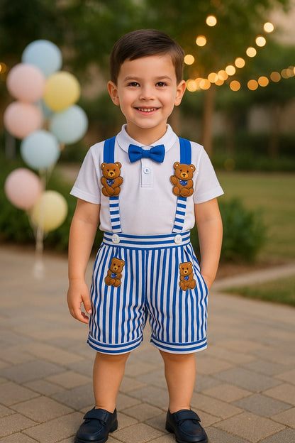 Wishkaro  Dungaree For Boys & Girls Casual Striped Polycotton