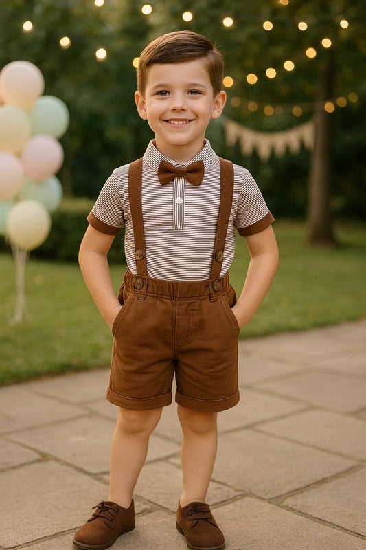 Wish Karo Baby Boys Dungaree Dress For Boys-(bt103bwn) - Wish Karo - photo 1