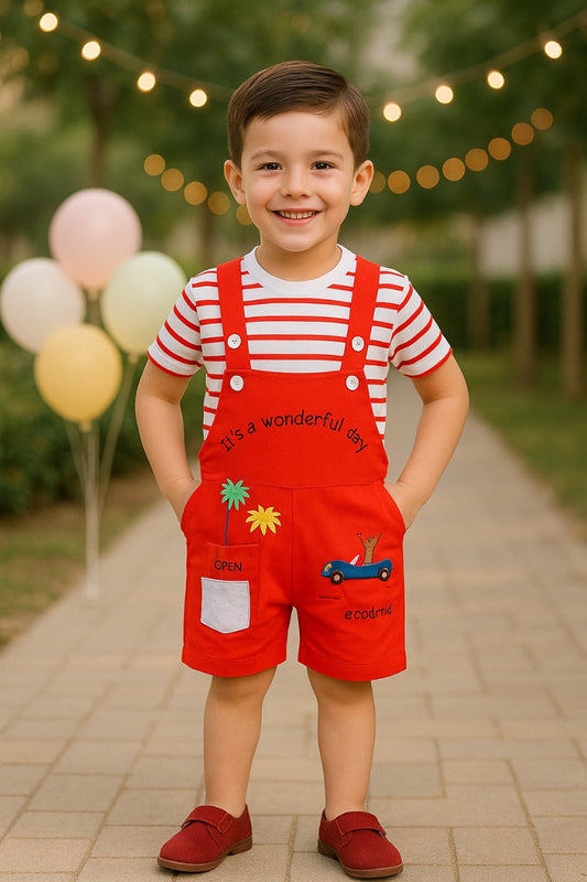Boys Striped T-shirt and Dungaree Clothing Set - Wish Karo - photo 1
