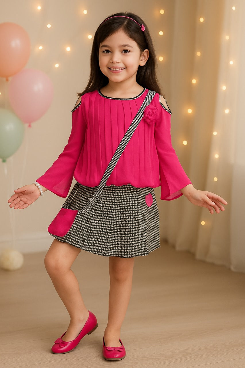 Girls Clothing Set Top with Skirt and Sling bag For Girls - Wish Karo