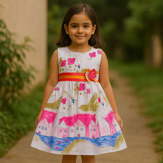 Girls Pure Cotton Printed Summer Casual Dress - Wish Karo - photo 1