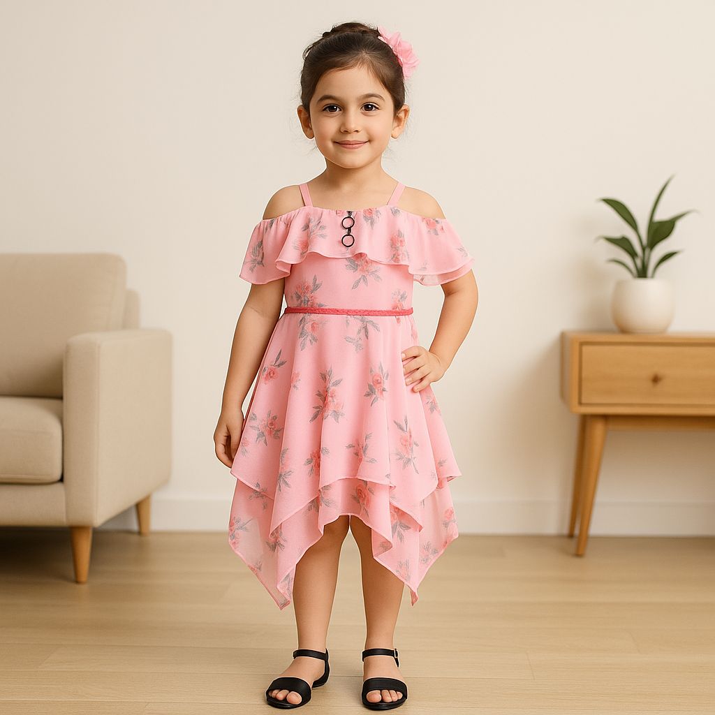 Wish Karo kids Floral Cold-Shoulder Party Dress